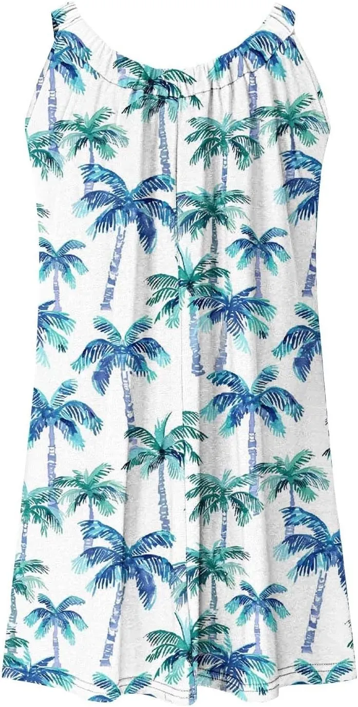 hlysgo Beach Dresses for Women 2025 Vacation Summer Sleeveless Mini Sundresses Trendy Floral Printed Swimsuit Coverup Dress