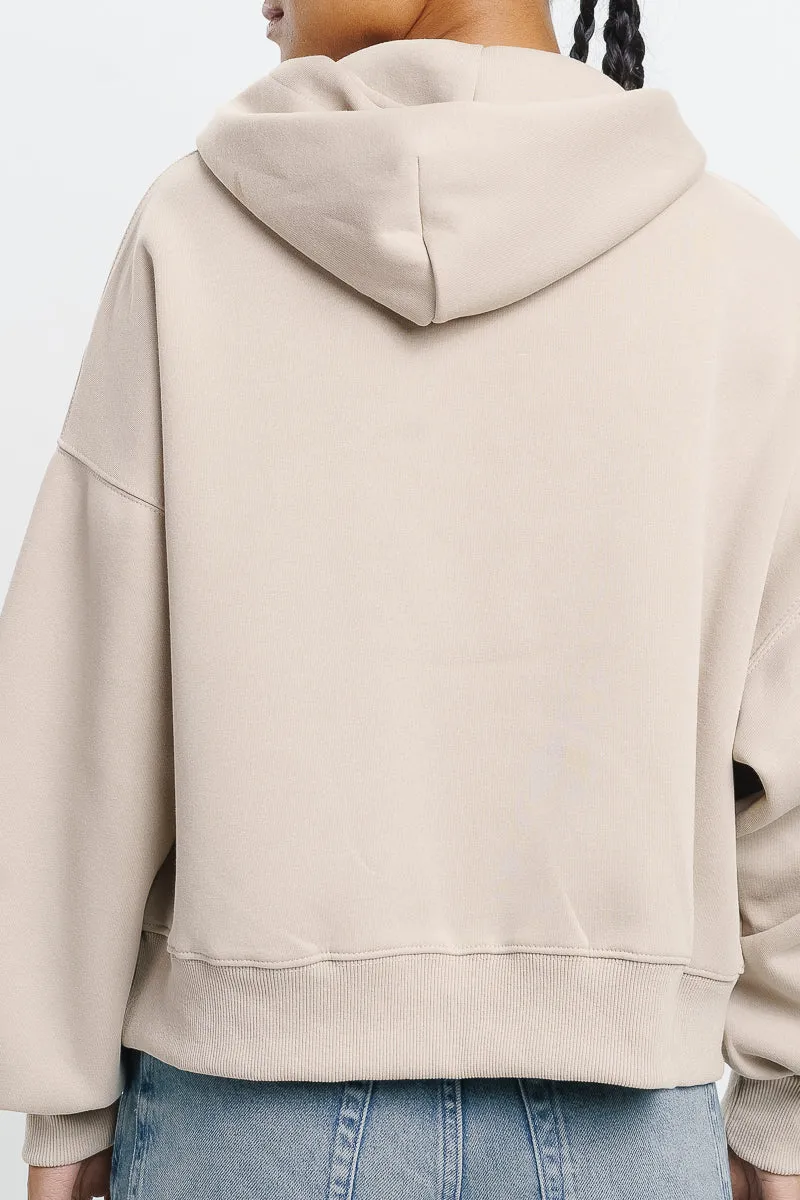 I Don'T Care Beige Hoodie