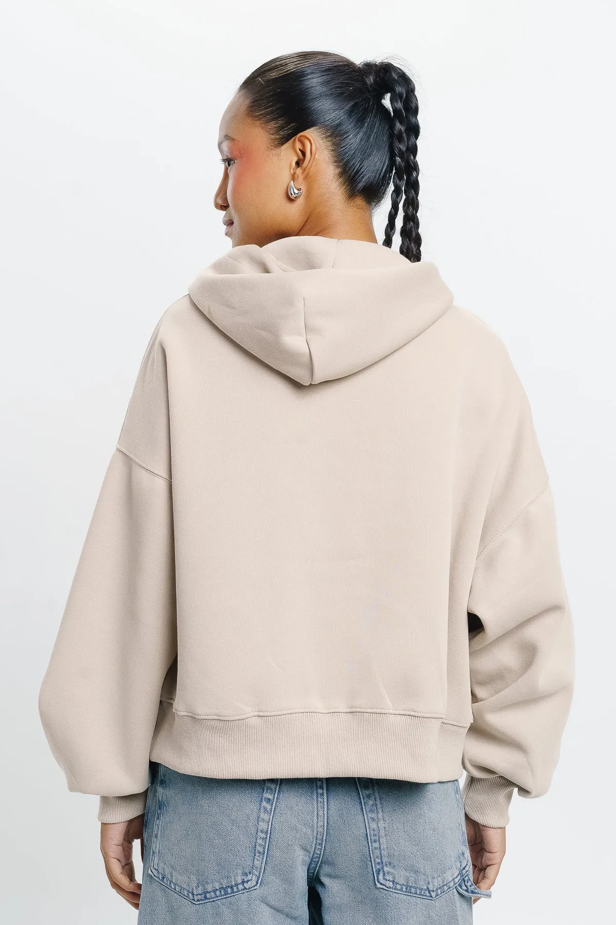 I Don'T Care Beige Hoodie