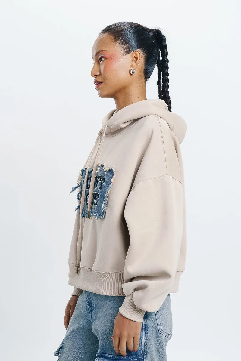 I Don'T Care Beige Hoodie