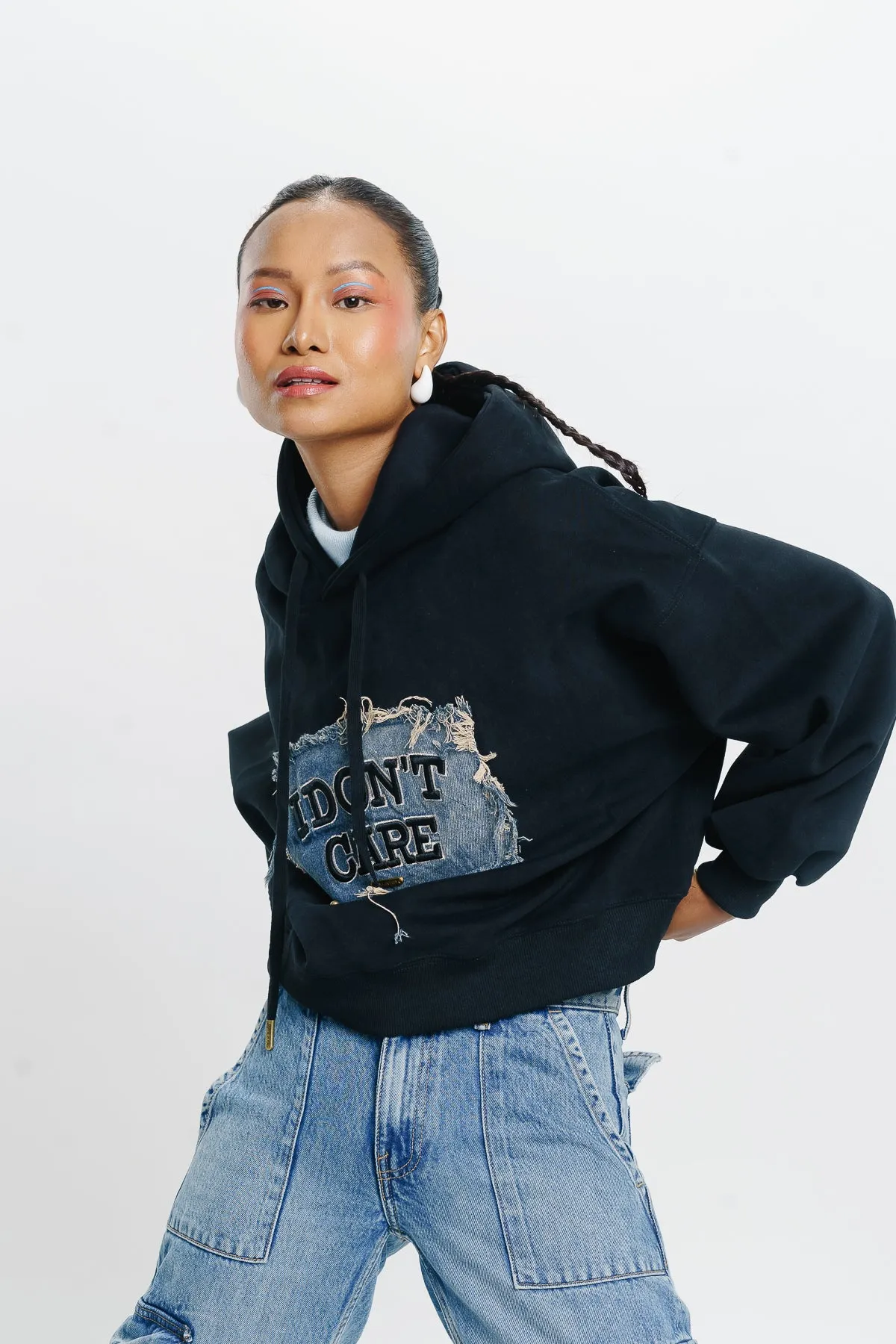 I Don'T Care Black Hoodie