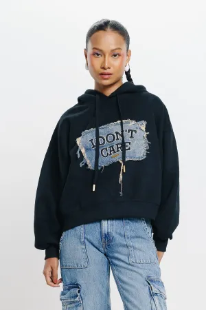 I Don'T Care Black Hoodie