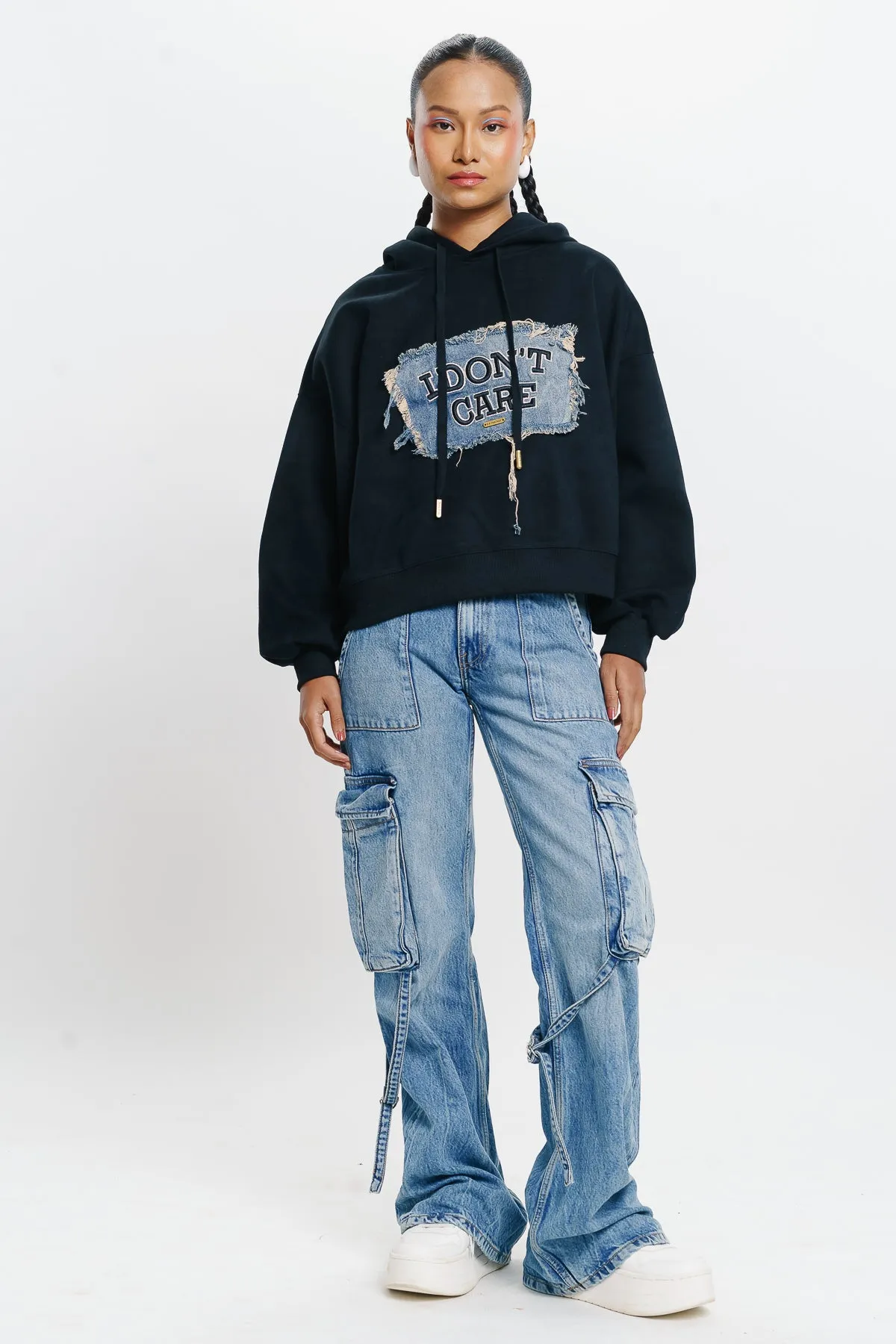 I Don'T Care Black Hoodie