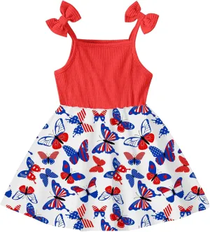 Idgreatim 2-7T Toddler Girls Summer Dress Cute Bowknot Strap Dresses Casual Sleeveless Sling Sundress