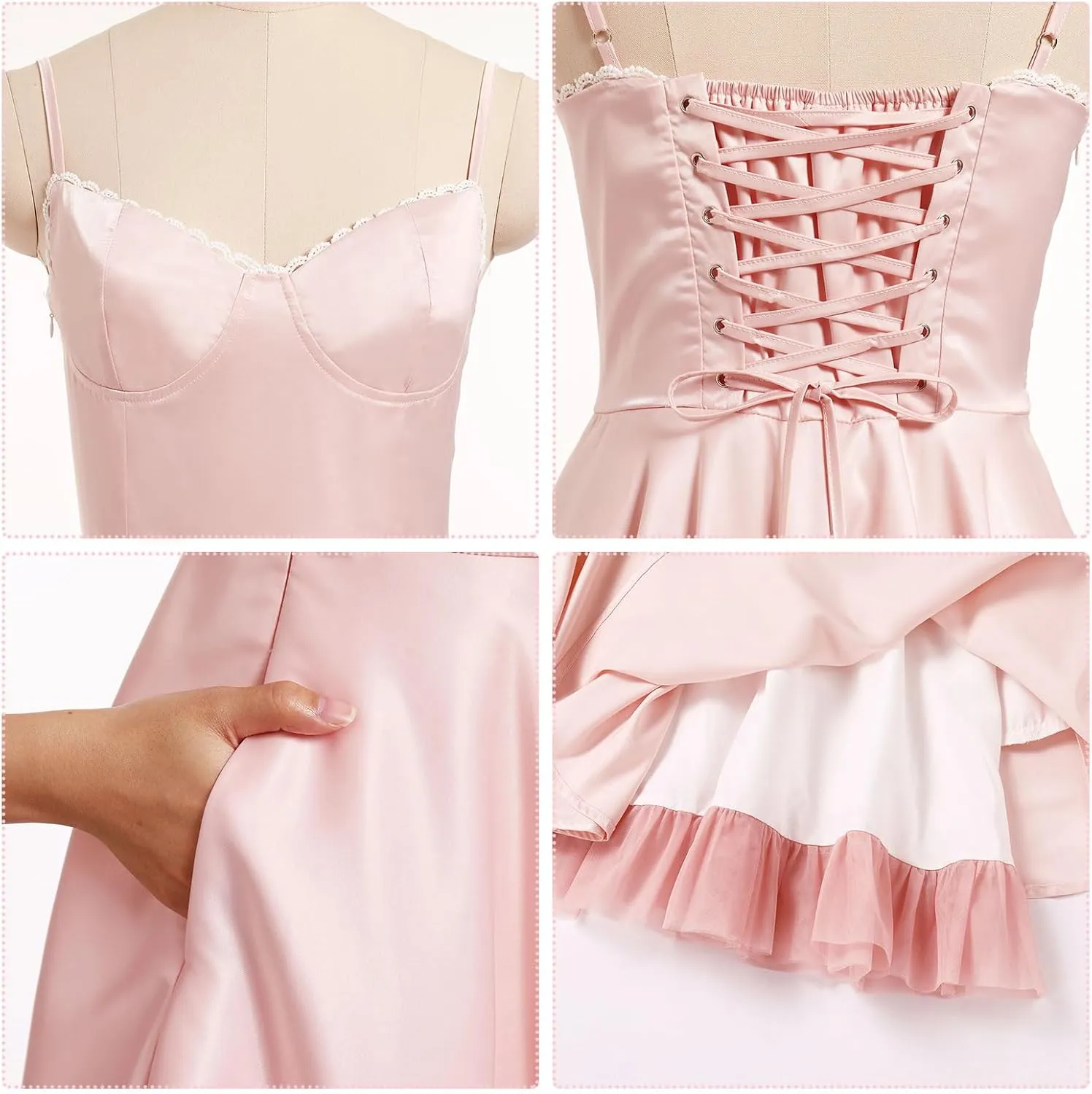 IDOPIP Summer Floral Corset Dress for Women Elegant Sleeveless Boho Mini Sundress Spaghetti Straps Ruffle Wedding Guest Dress