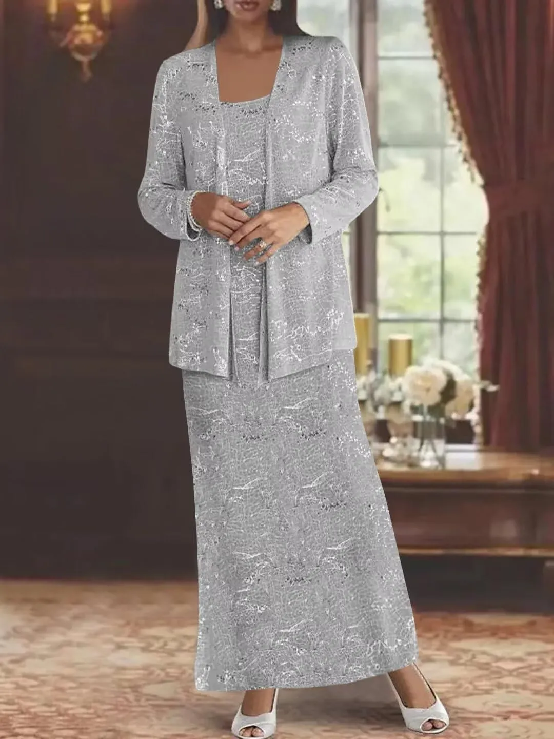 Lace Mother of The Bride Dresses for Wedding Long Sleeve Formal Evening Party Gownss