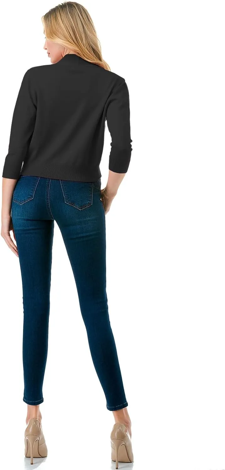 LALABEE Women's Classic 3/4 Sleeve Open Front Cropped Bolero Cardigan Shrugs for Dresses (S~XXL)