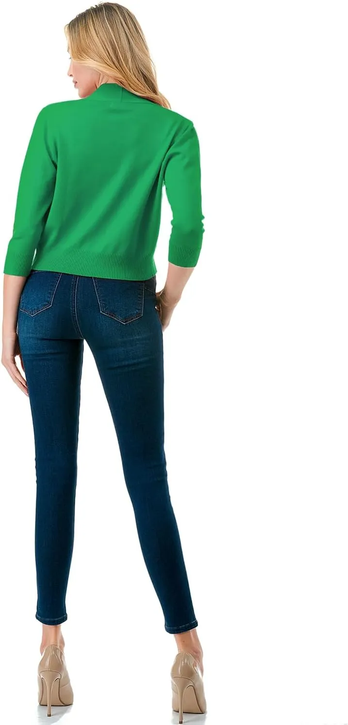 LALABEE Women's Classic 3/4 Sleeve Open Front Cropped Bolero Cardigan Shrugs for Dresses (S~XXL)