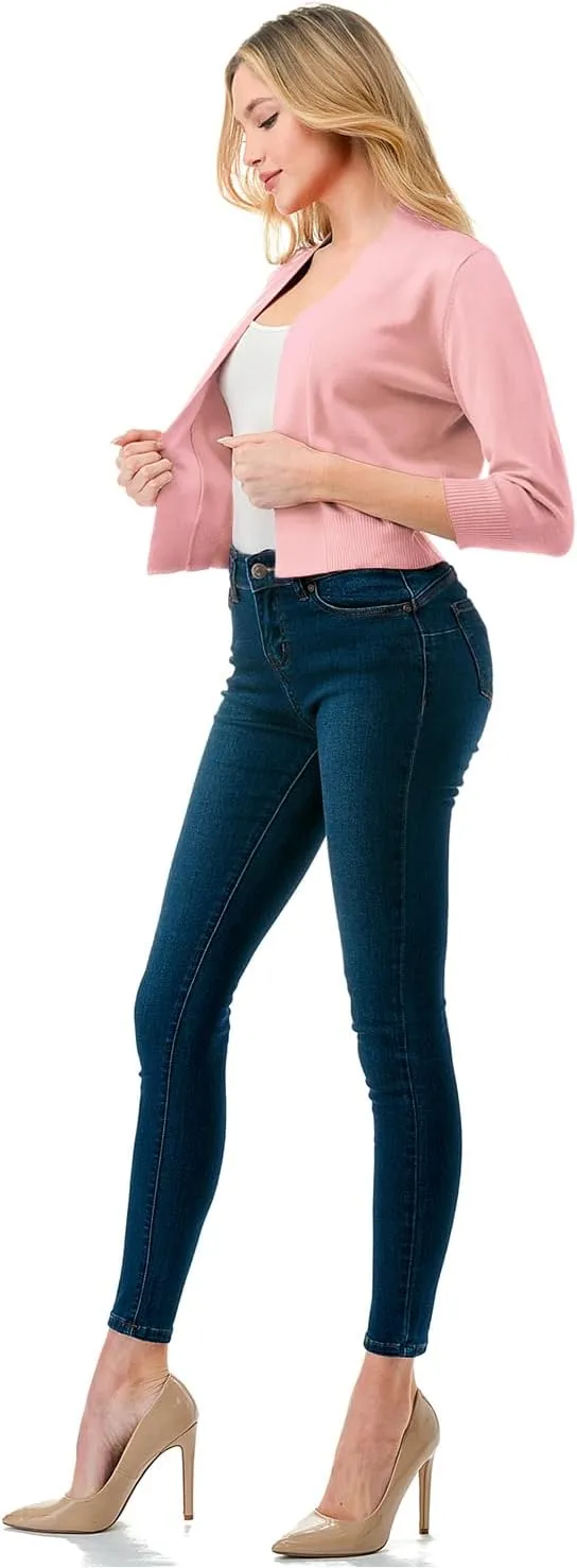 LALABEE Women's Classic 3/4 Sleeve Open Front Cropped Bolero Cardigan Shrugs for Dresses (S~XXL)