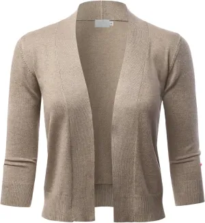 LALABEE Women's Classic 3/4 Sleeve Open Front Cropped Bolero Cardigan Shrugs for Dresses (S~XXL)