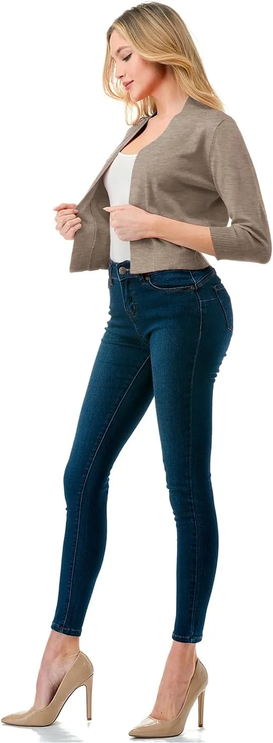 LALABEE Women's Classic 3/4 Sleeve Open Front Cropped Bolero Cardigan Shrugs for Dresses (S~XXL)