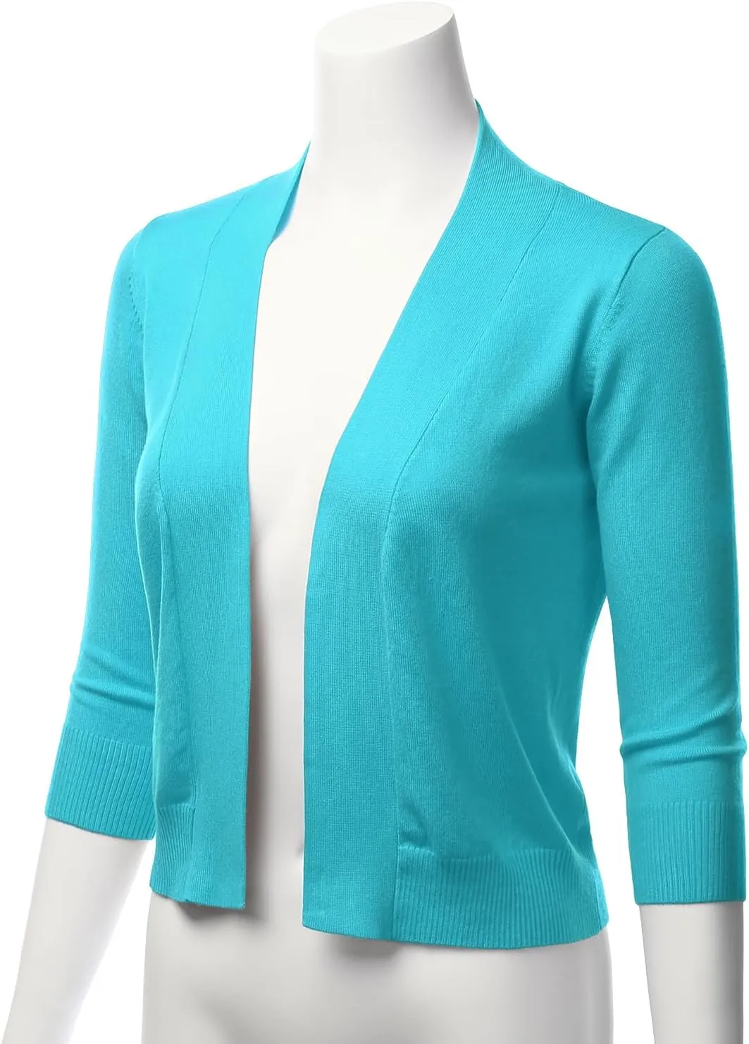 LALABEE Women's Classic 3/4 Sleeve Open Front Cropped Bolero Cardigan Shrugs for Dresses (S~XXL)