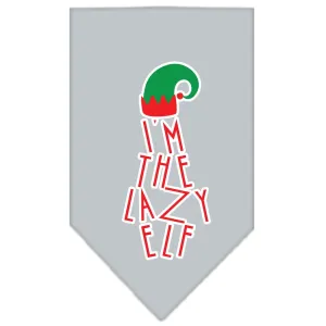 Lazy Elf Screen Print Pet Bandana Grey Size Large