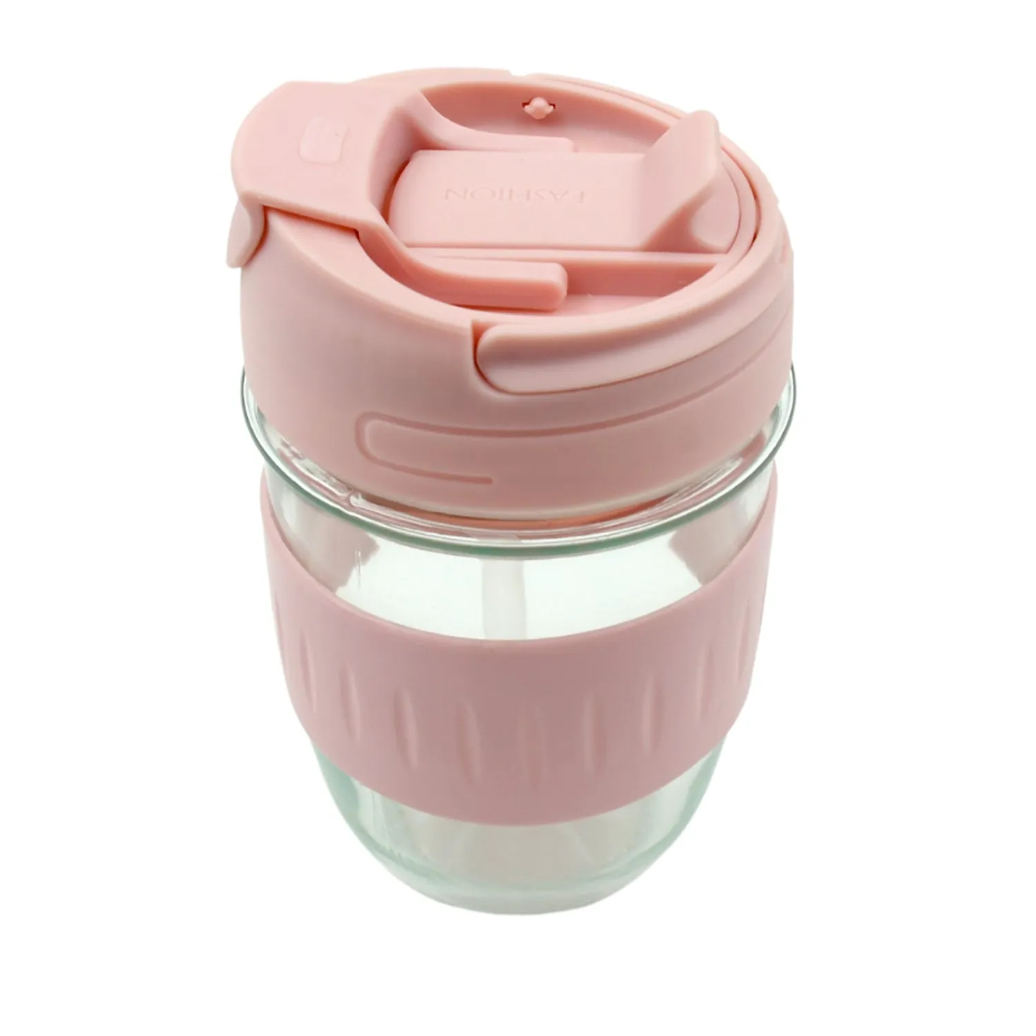 Leak-proof Glass Tumbler with Lid and Straw & Silicone Case, Coffee Travel Mug, Reusable Coffee Cup, BPA Free, Dishwasher and Microwave Safe, for Home Office Gifts Gym Workout (350 ML)