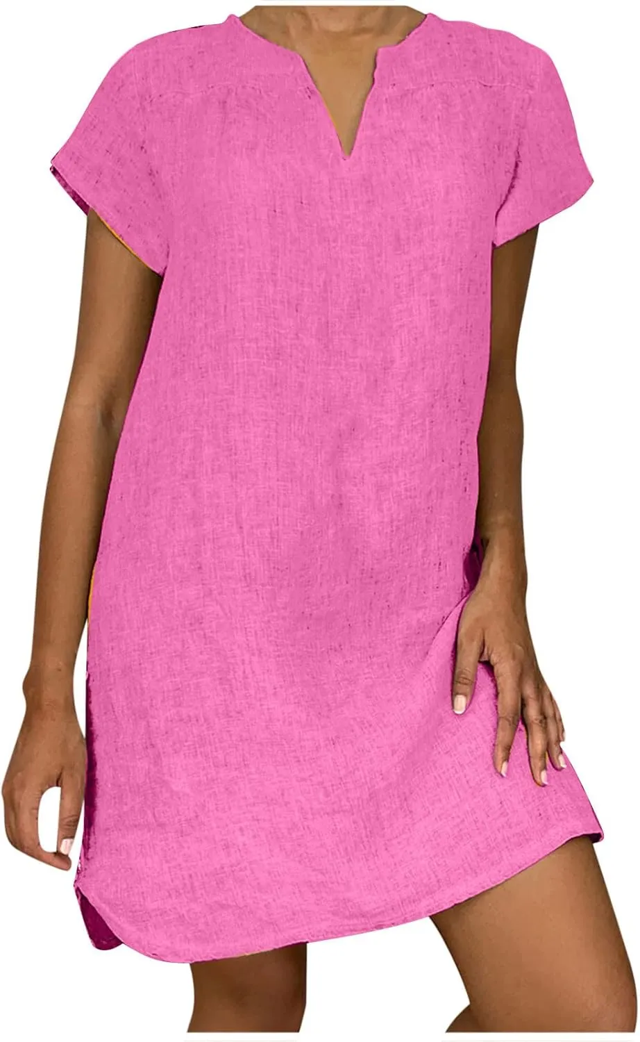 Linen Dresses for Women 2025 Cap Sleeve V Neck Sundress Beach Vacation Mini Dress Cotton Trendy Clothes