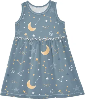Little Girls Dress Sleeveless Casual Twirl Dresses Print Sundress for 2-8 Years
