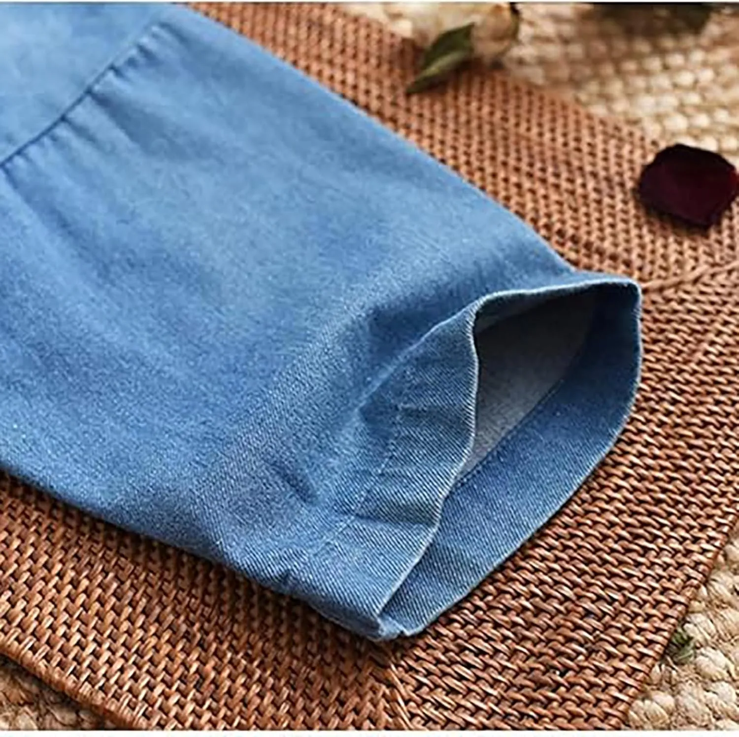 LUZU JUNU Women's Oversized Denim Jacket Casual Long Sleeve Classic Frog Buttons Loose Jean Jacket Coat