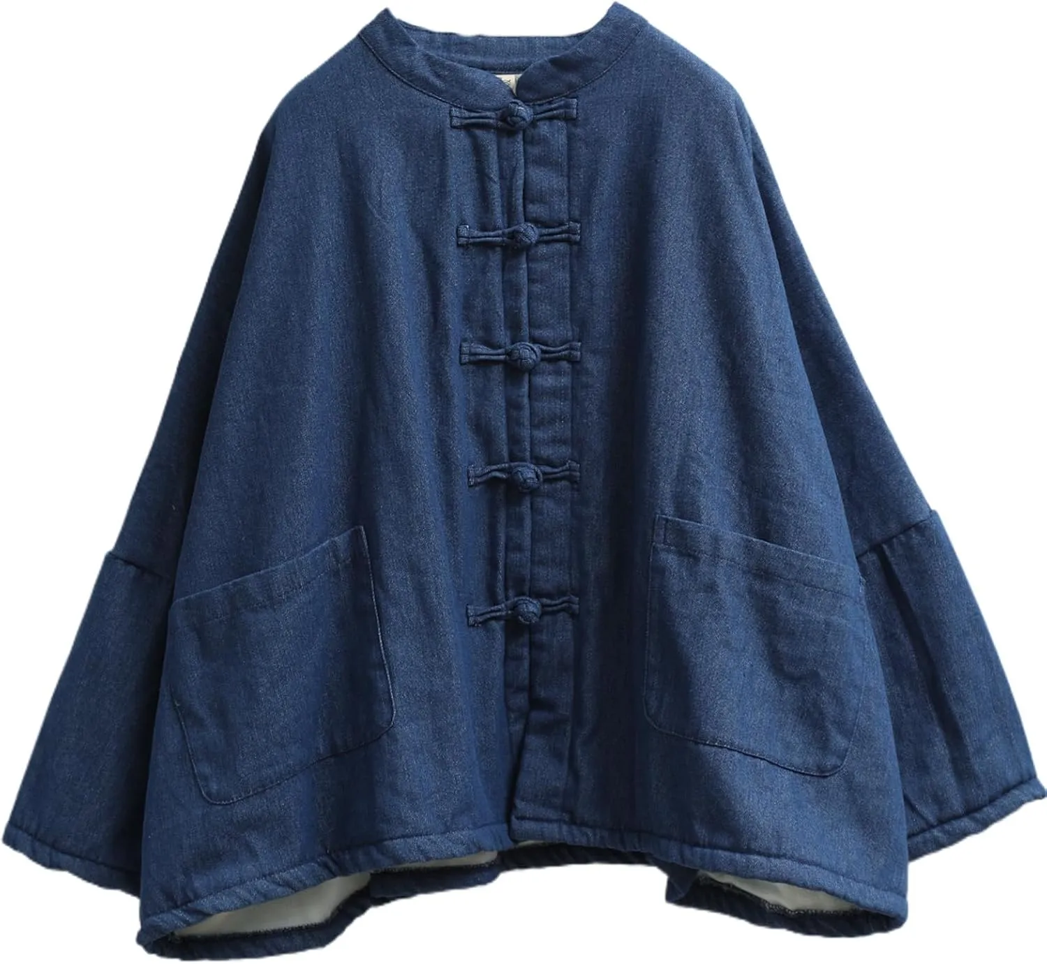 LUZU JUNU Women's Oversized Denim Jacket Casual Long Sleeve Classic Frog Buttons Loose Jean Jacket Coat
