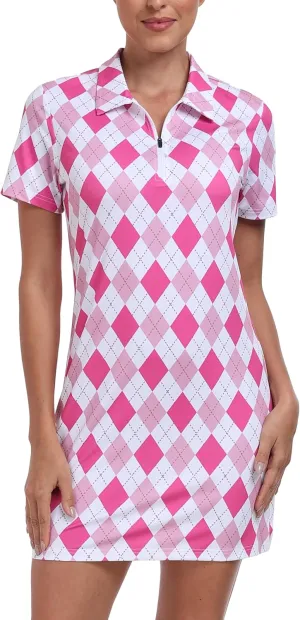 MoFiz Women's Golf Tennis Dress Sports Polo Dress Short Sleeve Quick Dry Casual Workwear Button
