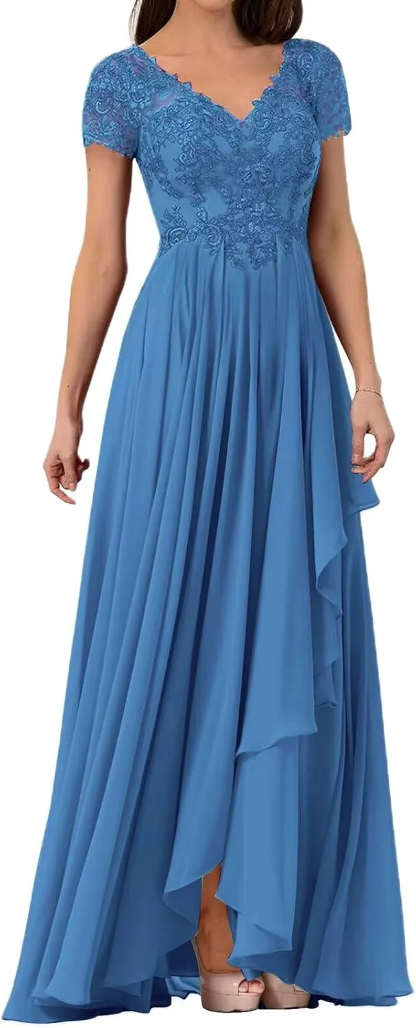 Mother of The Bride Groom Dresses for Wedding Short Sleeves Formal Evening Gown