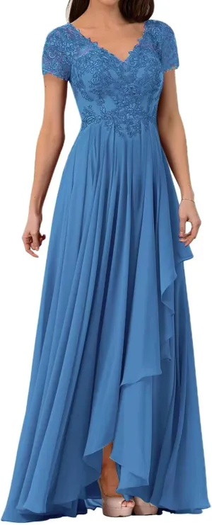 Mother of The Bride Groom Dresses for Wedding Short Sleeves Formal Evening Gown
