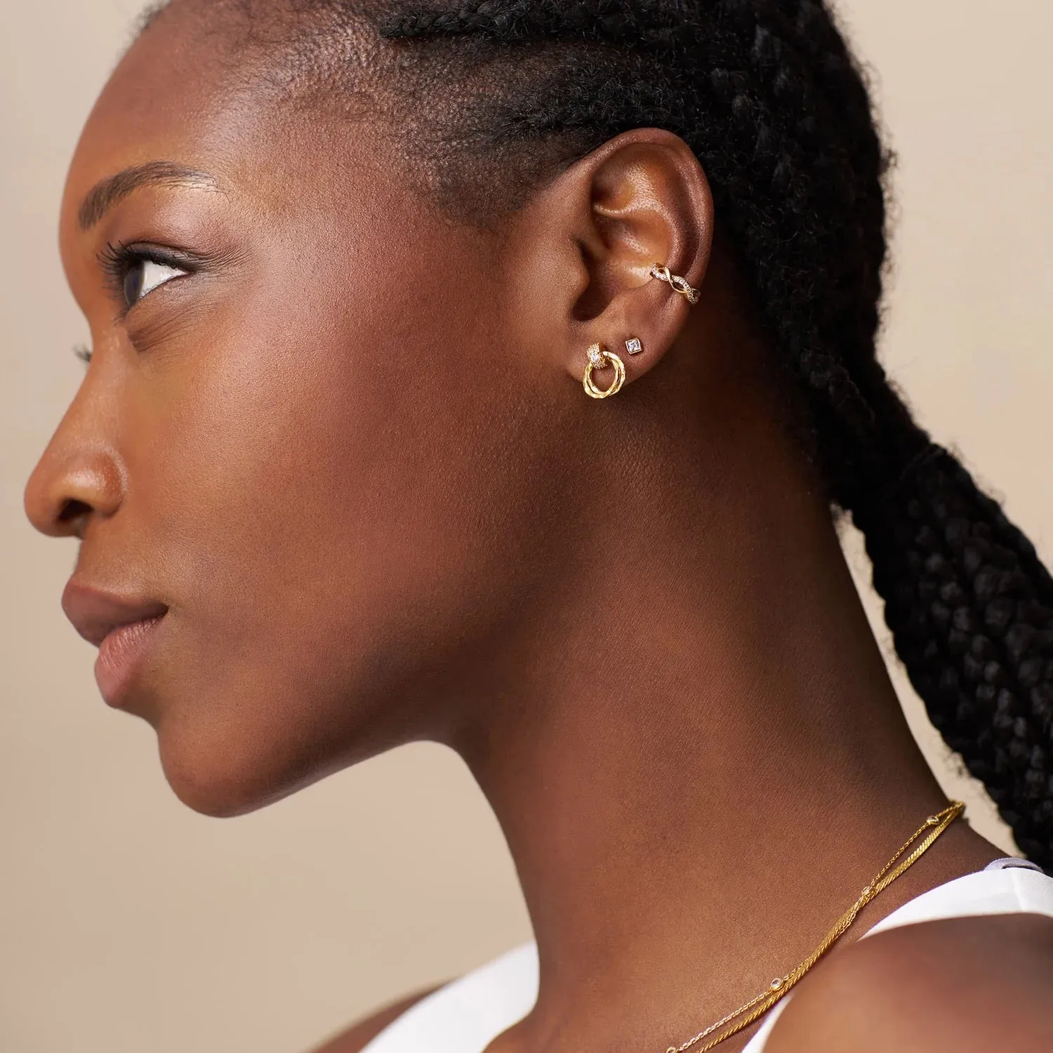 ORELIA - Pave & Metal Twist Ear Cuff