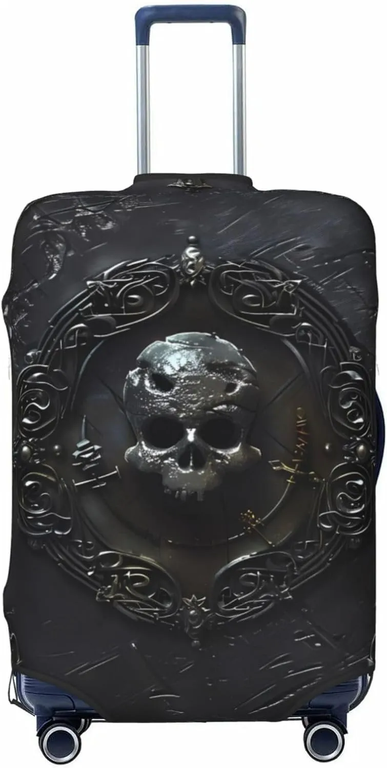 Ornate Dark Skull Book Travel Luggage Covers - Elasticity Suitcase Covers Protector for Luggage 18-32 Inch