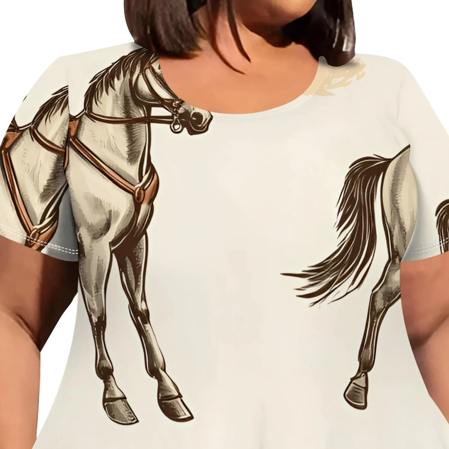 Oversize Tshirt Dress for Curvy Women Summer Tie Dye Casual Plus Size Crewneck Short Sleeves Midi Tunic Dress with Pockets