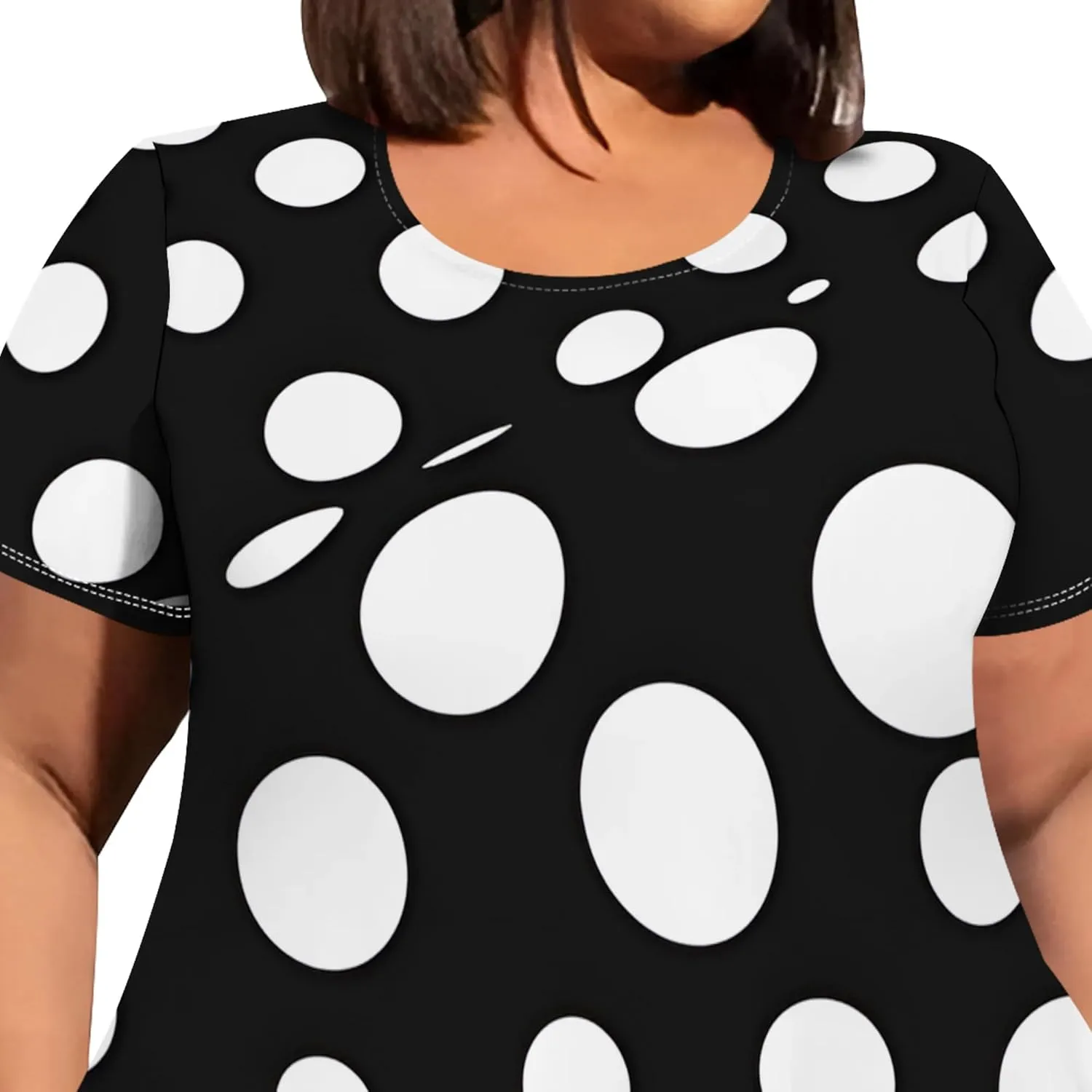 Oversize Tshirt Dress for Curvy Women Summer Tie Dye Casual Plus Size Crewneck Short Sleeves Midi Tunic Dress with Pockets