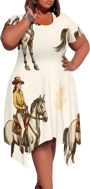 Oversize Tshirt Dress for Curvy Women Summer Tie Dye Casual Plus Size Crewneck Short Sleeves Midi Tunic Dress with Pockets