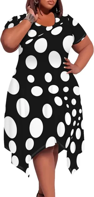 Oversize Tshirt Dress for Curvy Women Summer Tie Dye Casual Plus Size Crewneck Short Sleeves Midi Tunic Dress with Pockets