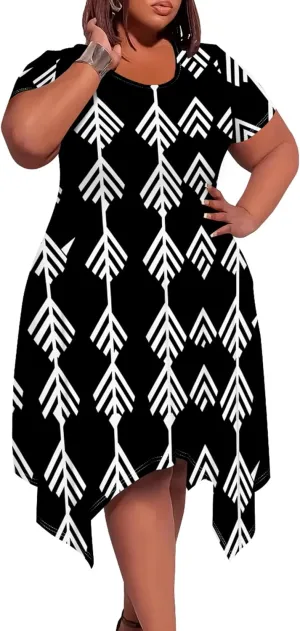 Oversize Tshirt Dress for Curvy Women Summer Tie Dye Casual Plus Size Crewneck Short Sleeves Midi Tunic Dress with Pockets