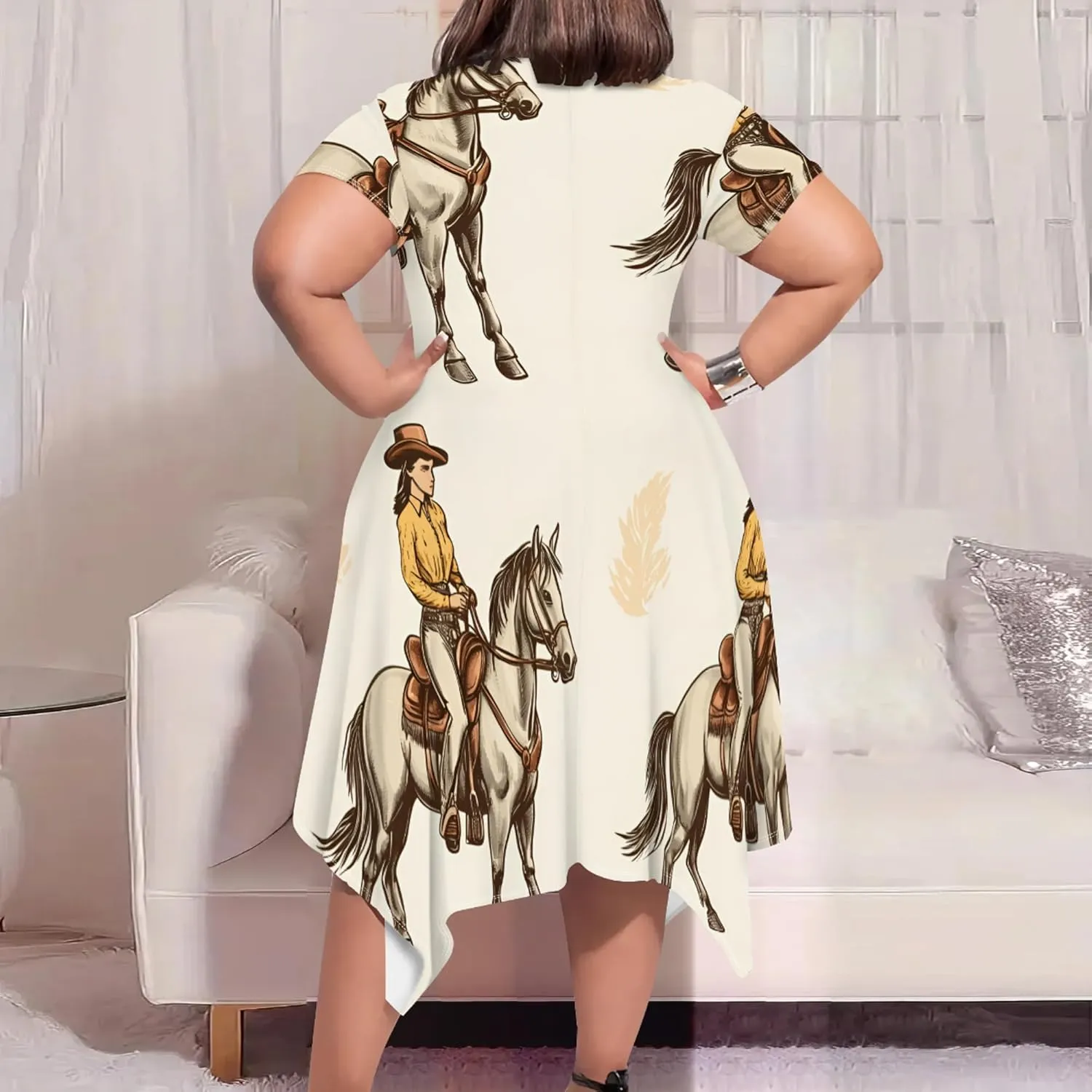 Oversize Tshirt Dress for Curvy Women Summer Tie Dye Casual Plus Size Crewneck Short Sleeves Midi Tunic Dress with Pockets