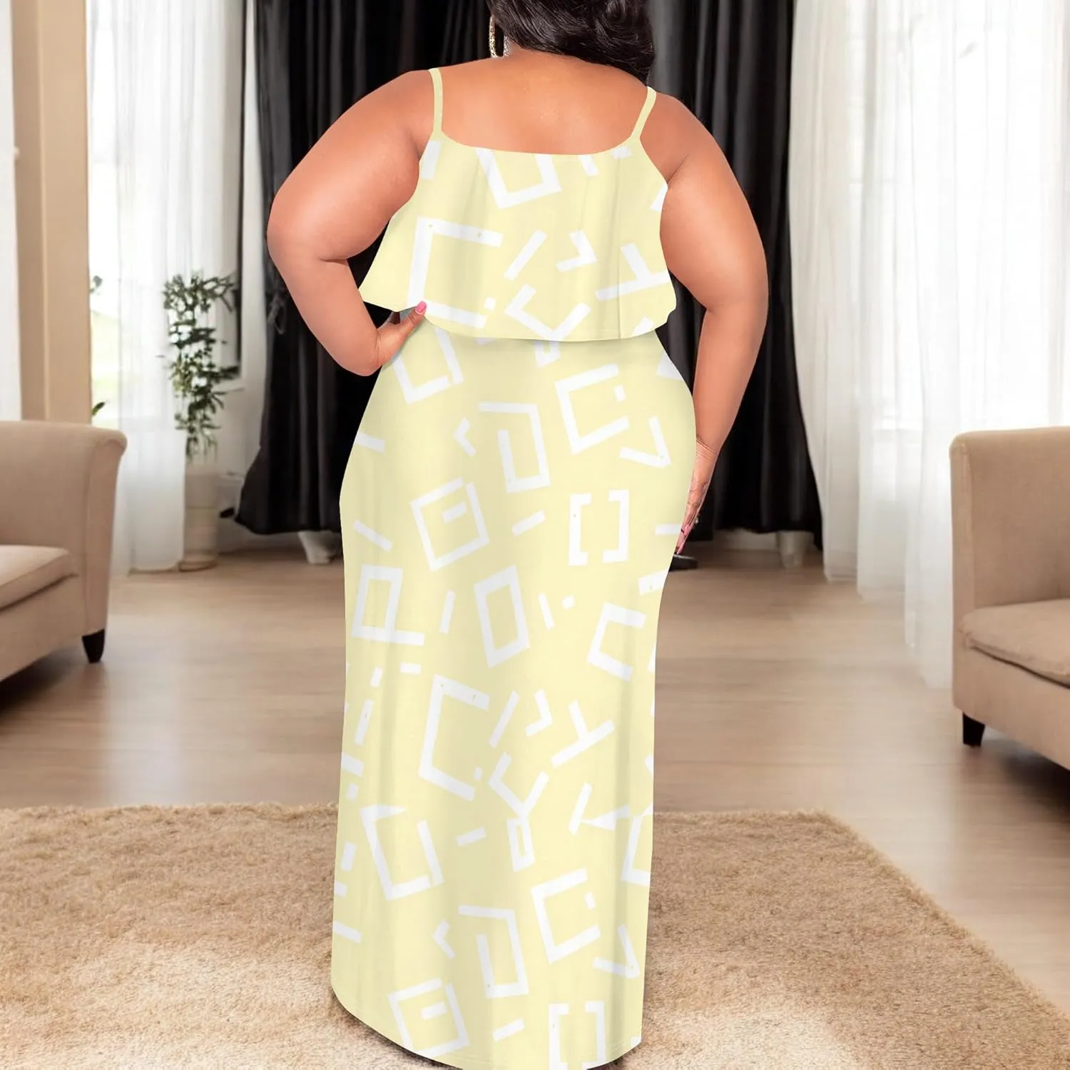 Plus Size Summer Maxi Dress for Curvy Women Spaghetti Strap Casual Floral Print Sundress Loose Sleeveless Flowy Tiered Dress