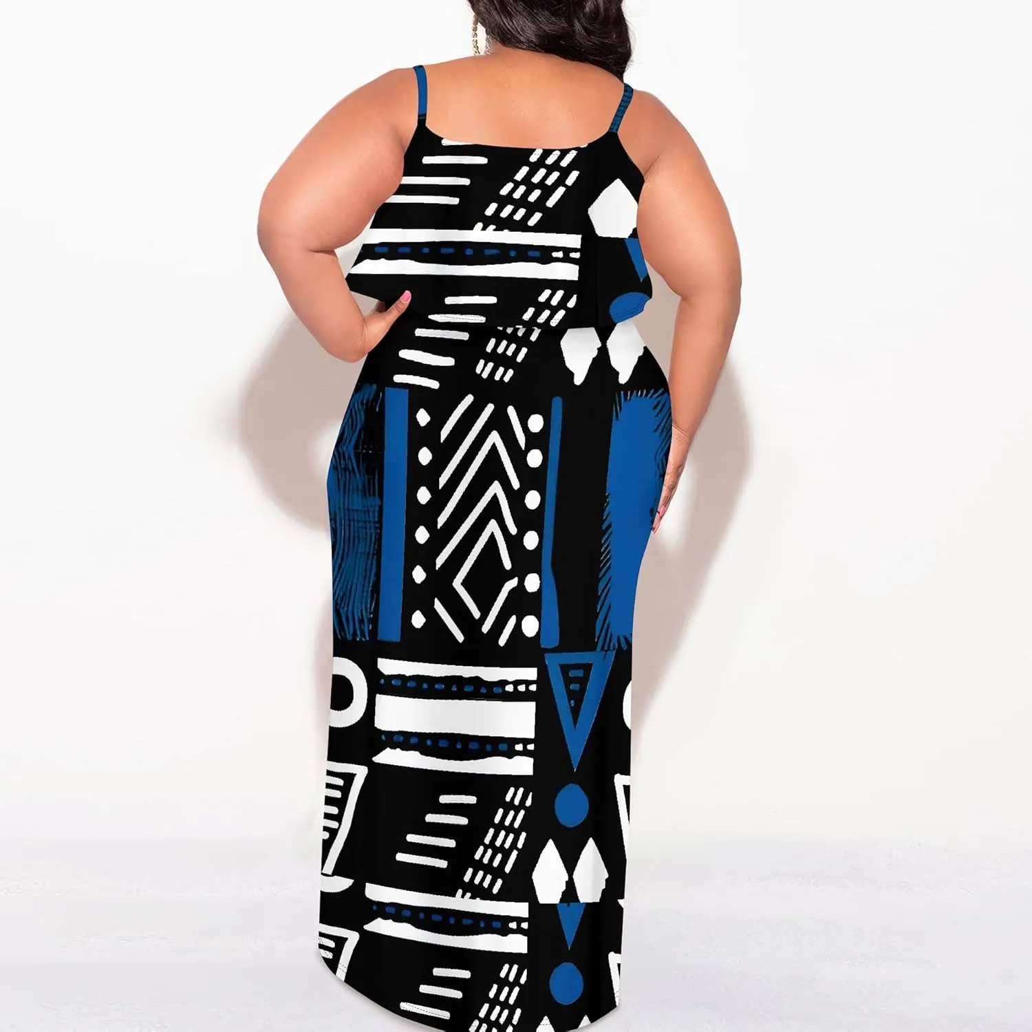 Plus Size Summer Maxi Dress for Curvy Women Spaghetti Strap Casual Floral Print Sundress Loose Sleeveless Flowy Tiered Dress