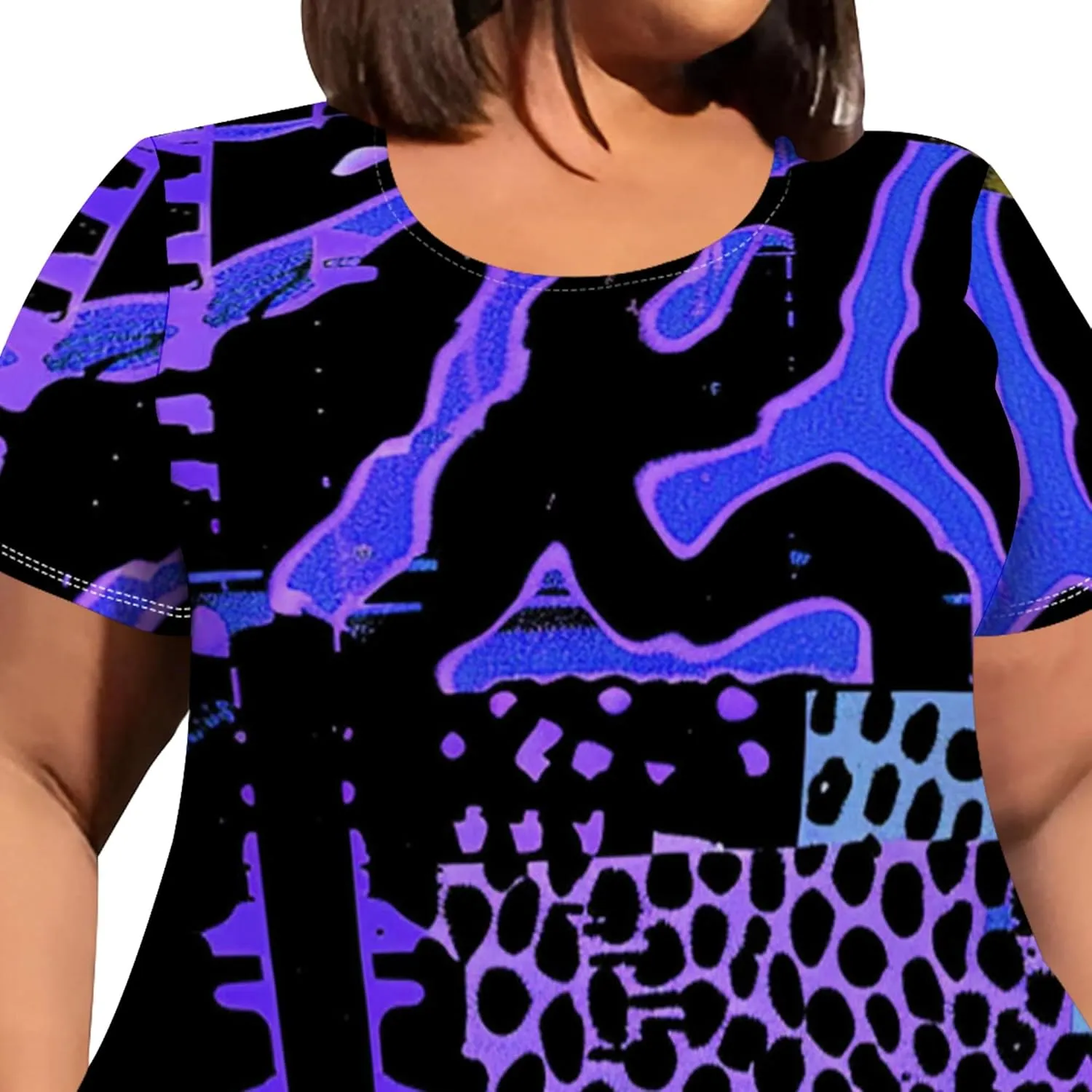 Plus Size Women's Casual Loose T Shirt Midi Dresses Trendy Summer Short Sleeve Swing Sundresses with Pockets Dress