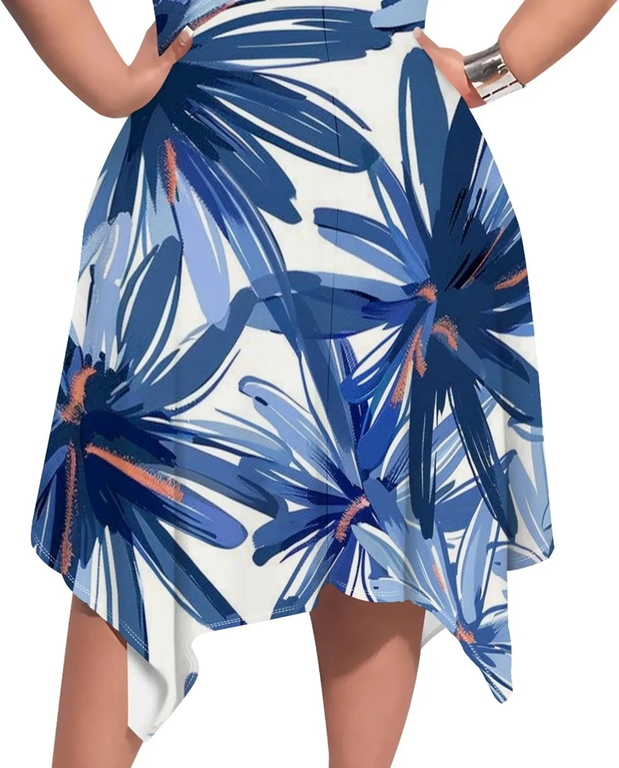 Plus Size Womens Summer Boho Tie Dye Pockets Midi Dresses Round Neck Short Sleeve Knee Length Party Club Flowy Maxi Sundress