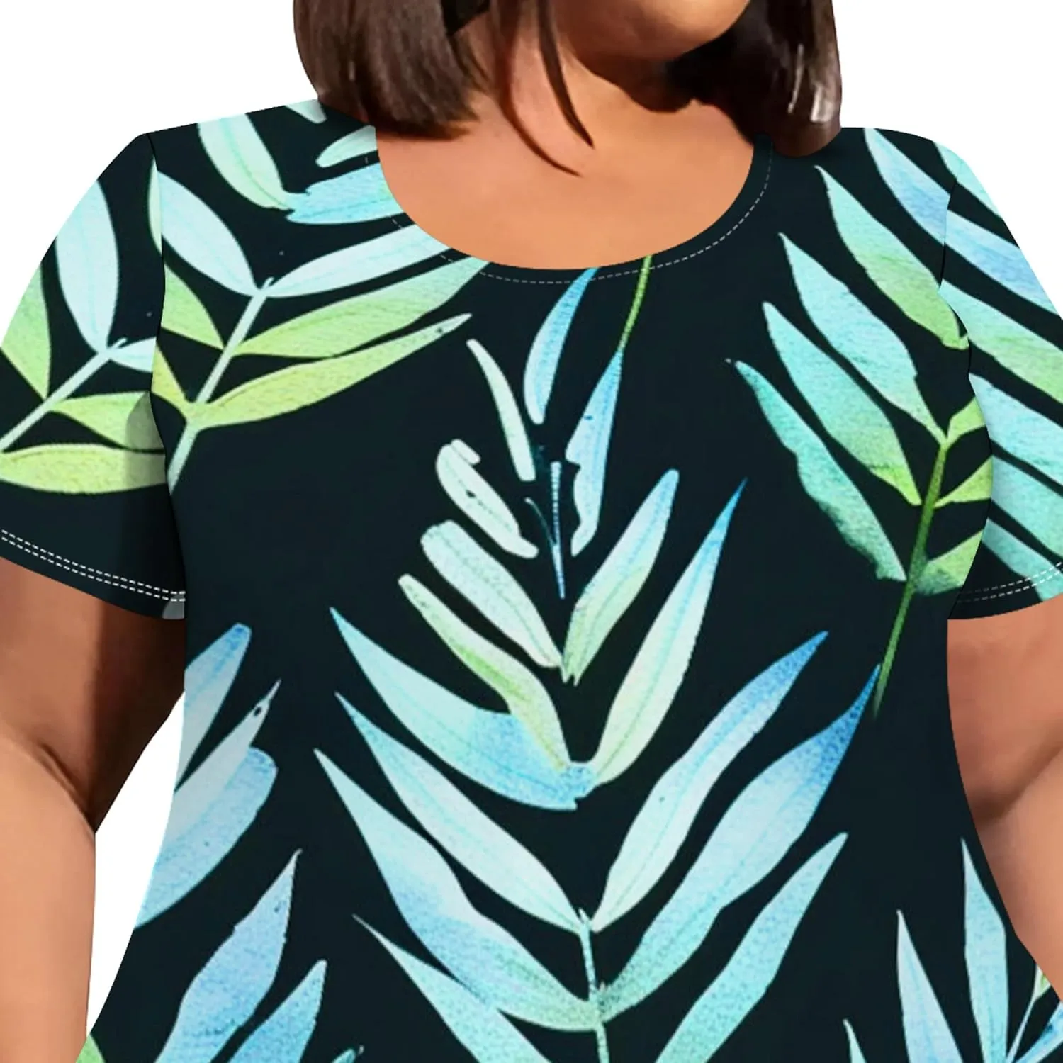 Plus Size Womens Summer Casual T Shirt Midi Dresses Crewneck Short Sleeve Swing Tunic Sundresses with Pockets Dress