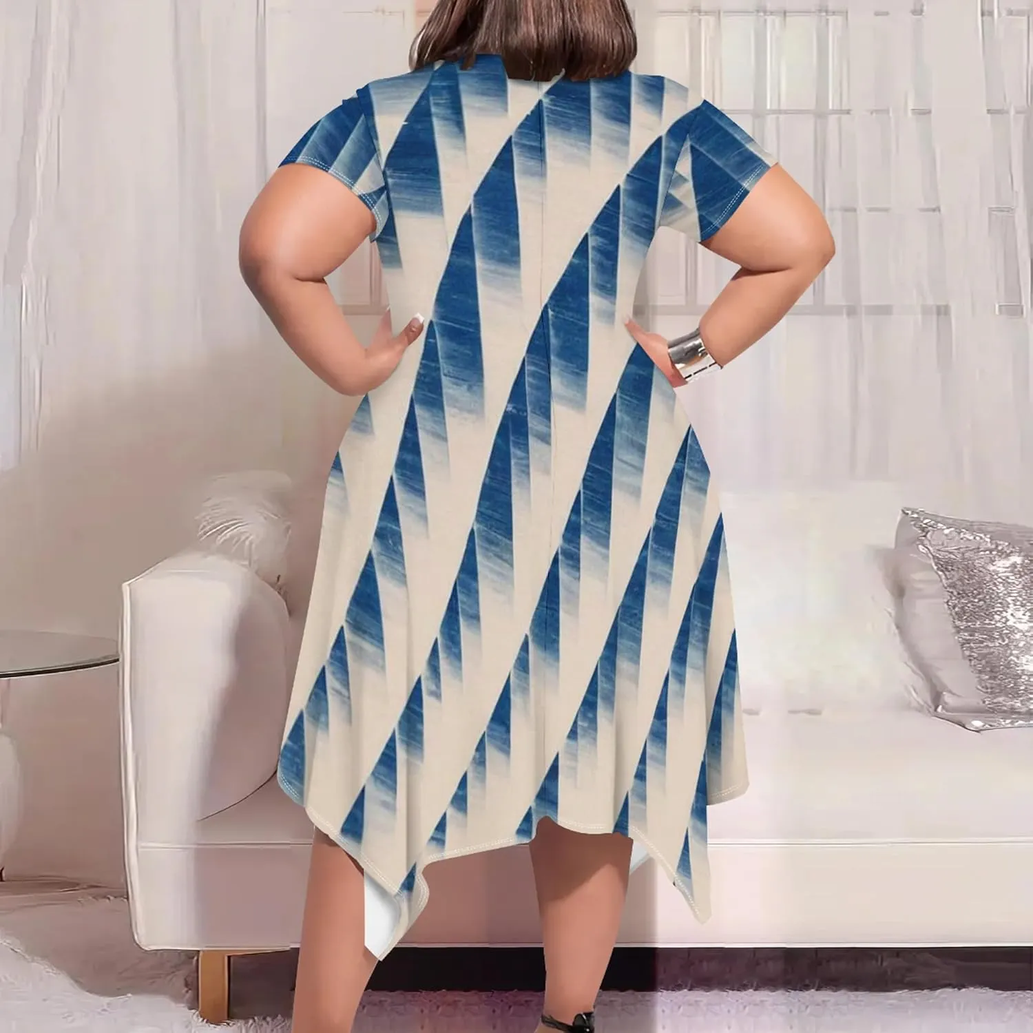 Plus Size Womens Summer Casual T Shirt Midi Dresses Crewneck Short Sleeve Swing Tunic Sundresses with Pockets Dress