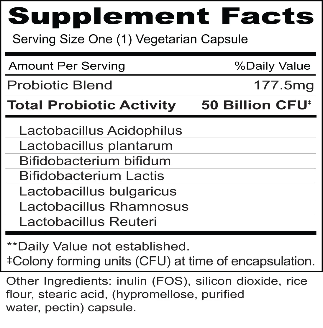 Probiotic Blend (30 Capsules) - 50 Billion CFU Probiotic Flora