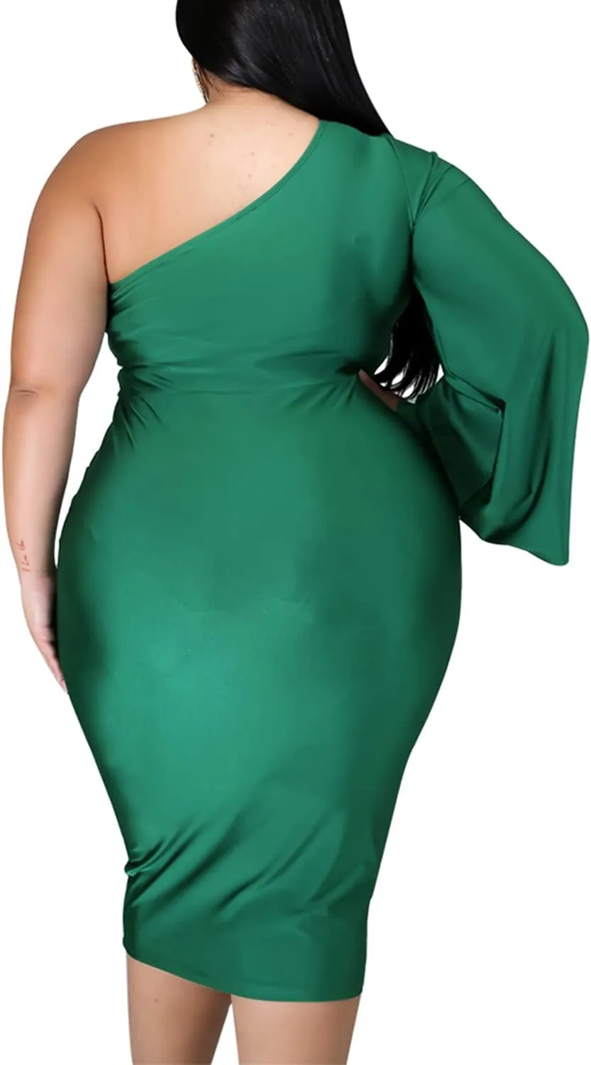 Ranfare Women's Sexy Plus Size Dresses Club Bodycon Midi Dress(XXL-5XL)