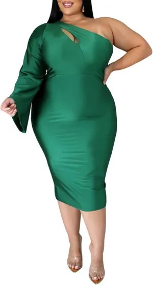 Ranfare Women's Sexy Plus Size Dresses Club Bodycon Midi Dress(XXL-5XL)