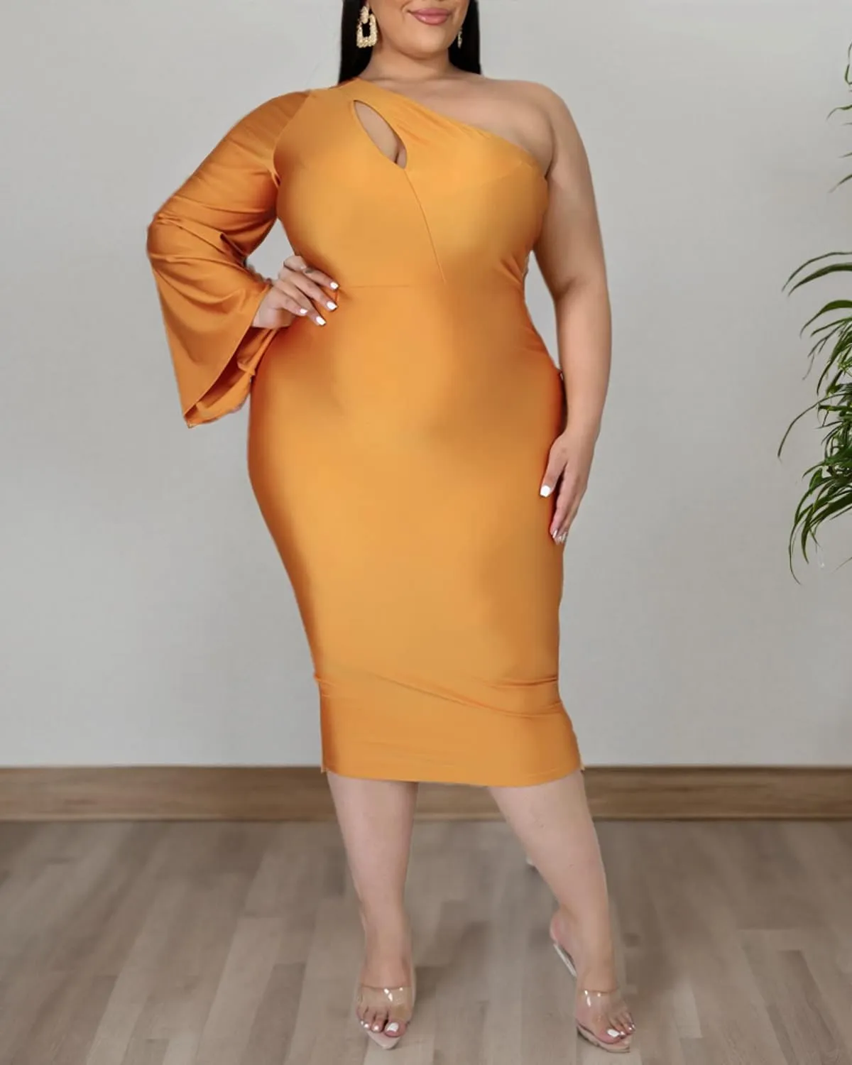 Ranfare Women's Sexy Plus Size Dresses Club Bodycon Midi Dress(XXL-5XL)