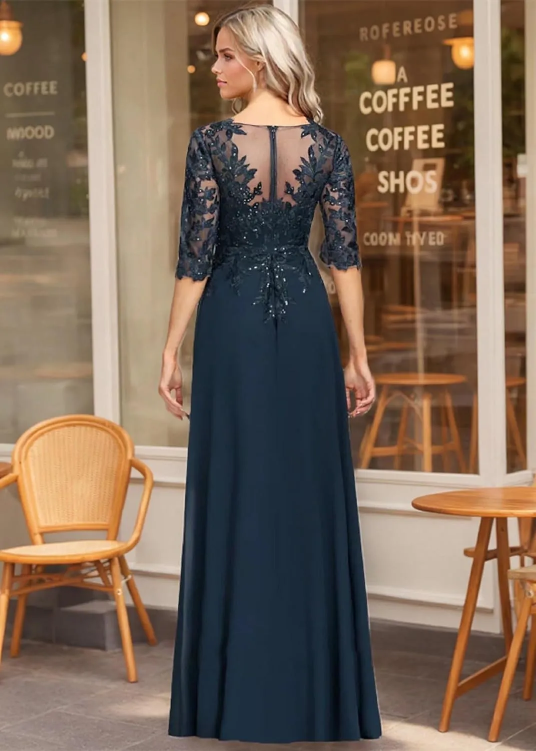 Sequins Chiffon Mother of The Bride Dresses for Wedding Lace Applique Mother of The Groom Dresses for Women with Split