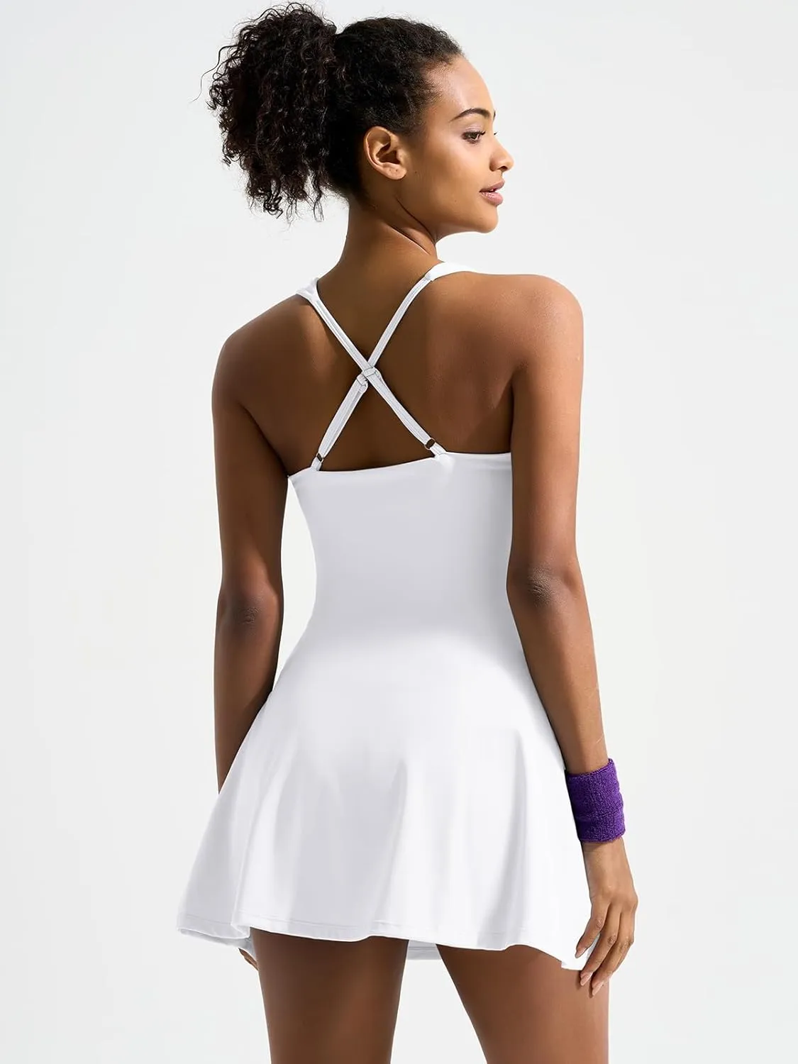 Sexyasasii Tennis Athletic Dress Built in Shorts Sleeveless Square Neck Adjustable Straps Golf Workout Dresses with Pockets