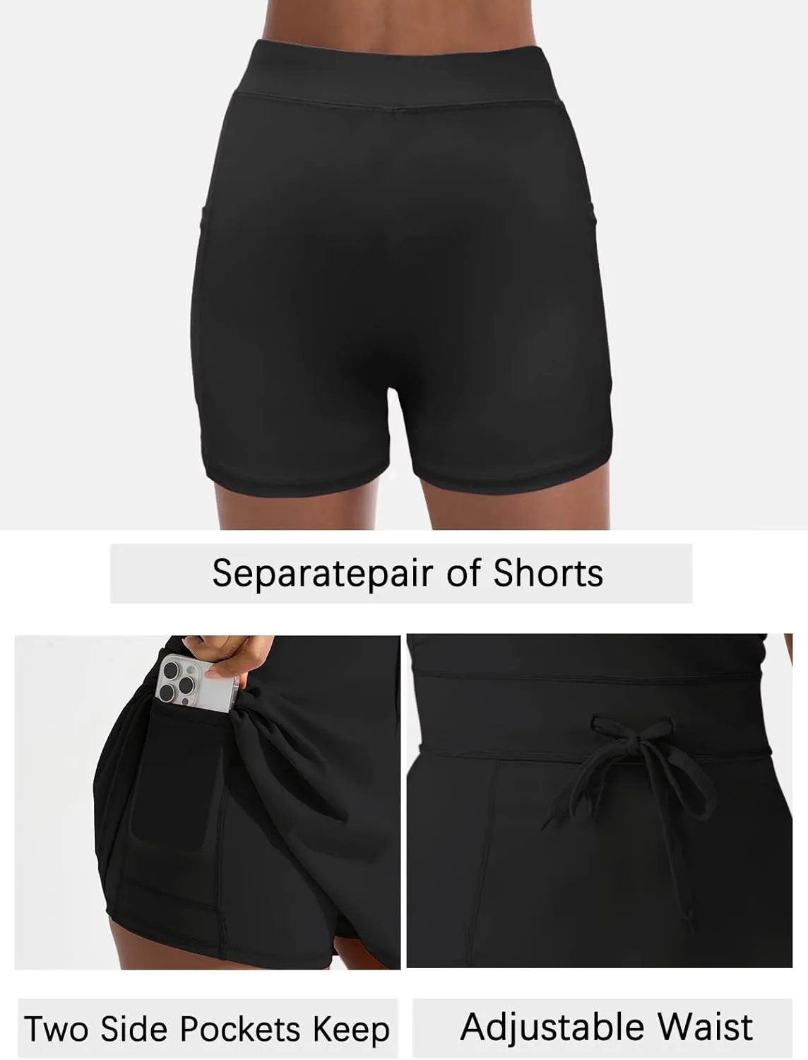Sexyasasii Womens Tennis Dresses with Shorts Crewneck Side Slit Pockets Backless Adjustable Waistband Workout Athletic Dress