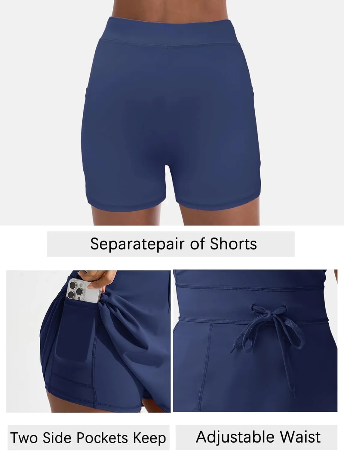 Sexyasasii Womens Tennis Dresses with Shorts Crewneck Side Slit Pockets Backless Adjustable Waistband Workout Athletic Dress