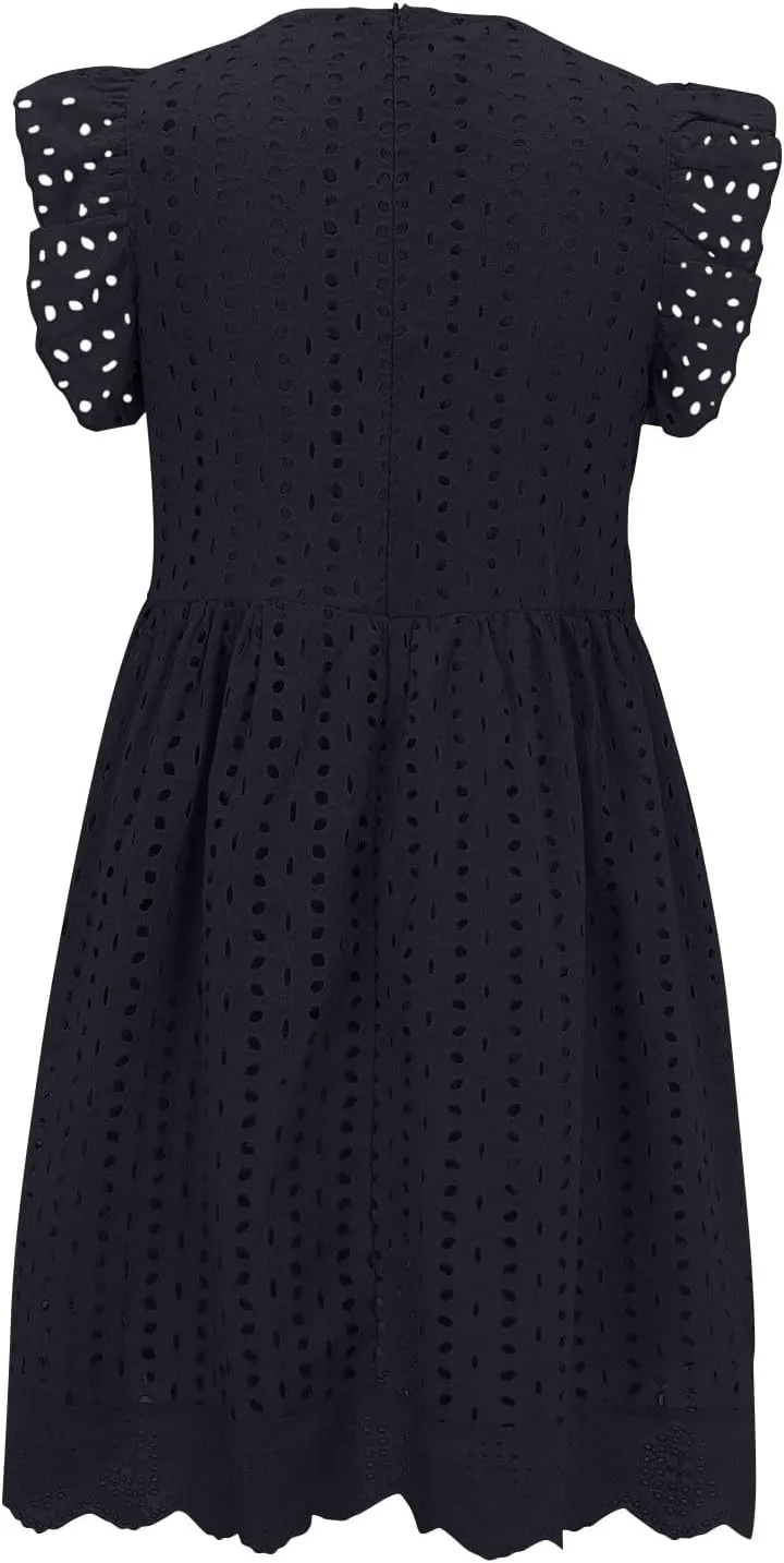 SHAOBGE Sundresses for Women Trendy 2024 Women's Lace Jacquard Cutout Pocket Liner Shorts V Neck Plus Size