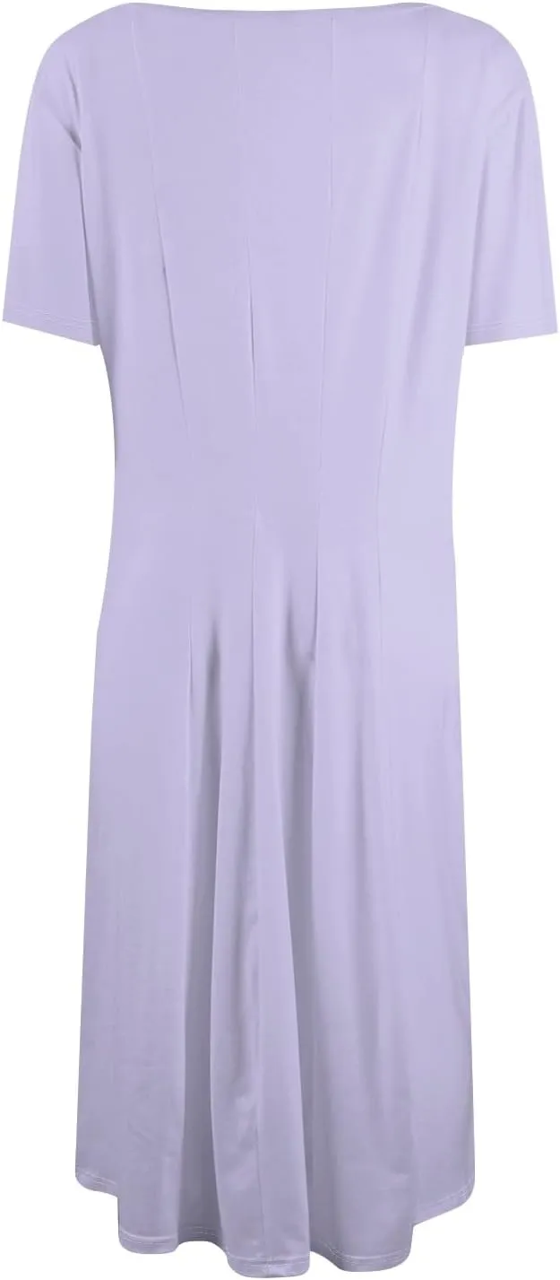 Shirt Dresses for Women Spring Midi Dresses Short Sleeve Dress Crew Neck A Line Elegant Dress with Pocket