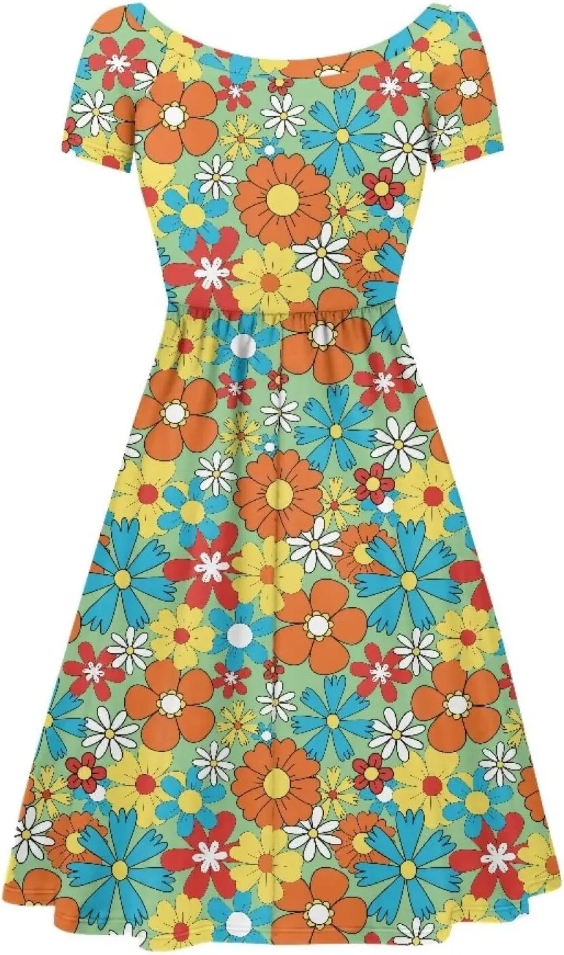 Short Sleeve Dresses for Women Crewneck Summer Dresses for Women Womens Nightgowns Dress for Women Plus Size XS-4XL